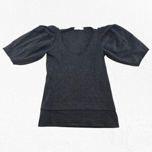 Stella McCartney Dark Gray Puff Sleeve Knit Top Size IT 42 US 6 Italy Minimalist